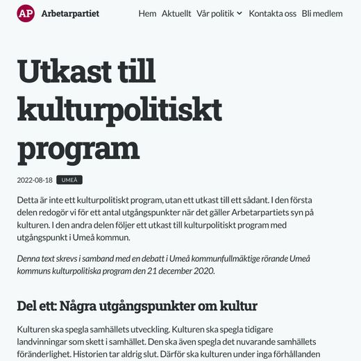 Utkast till kulturpolitiskt program