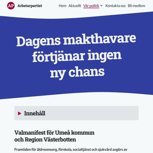 Valmanifest för Umeå kommun och Region Västerbotten