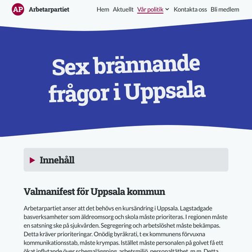 Valmanifest för Uppsala kommun